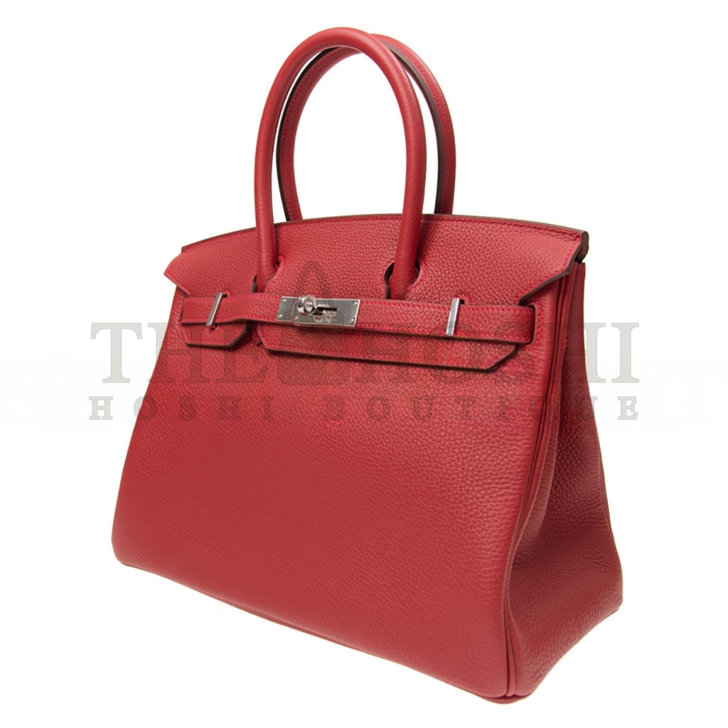 H**me5 BIRKIN 35 TOGO LEATHER FLAG RED SILVER BUCKLE BAG H028369CK05 (35*28*18cm) Master Quality